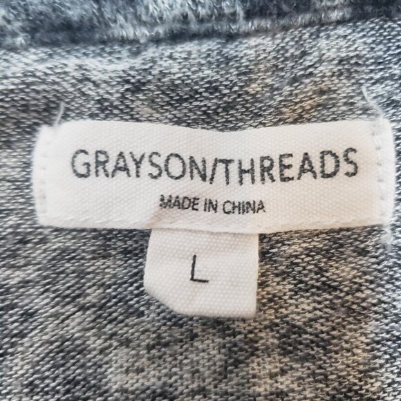 Grayson Threads Womens Gray Black Leopard Cheetah Long Sleeve Tunic Large L /B13 - Picture 6 of 7